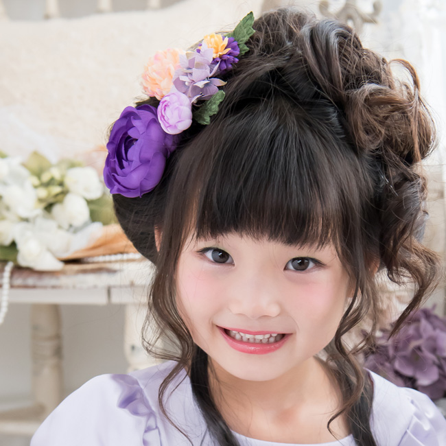 <造花コサージュ Uピンヘアアクセサリー パープルミックス>∥子供用プリンセスドレス・ディズニーコスチューム販売店【リトルプリンセスルーム】